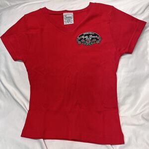 Spring Rally Myrtle Beach SC 2006 Red Vneck Embroidered Patch Rose Tshirt